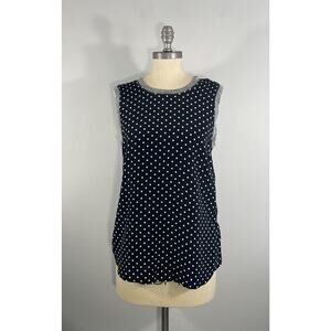 J Crew Silk Polka Dot Linen Back Tank Top Womens S Sleeveless Mixed Media Top